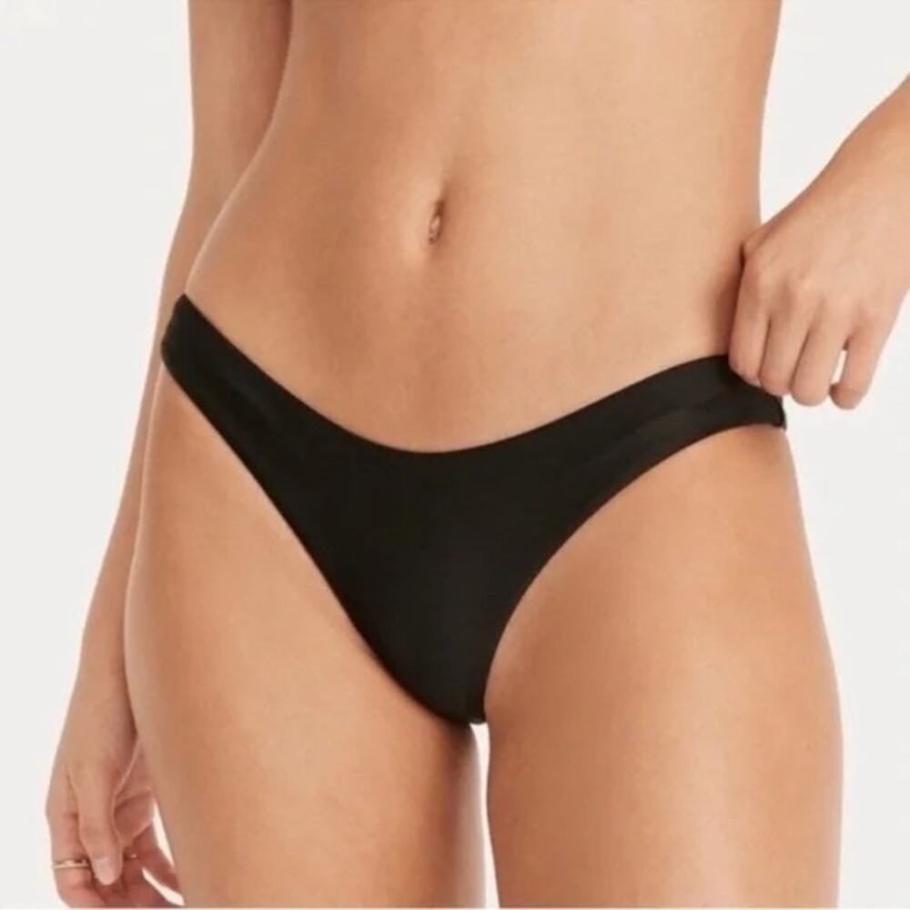 NWT J. Crew Mid Rise High Cut Leg Cheeky Bikini Bottom UPF 50 S Navy Blue #3056